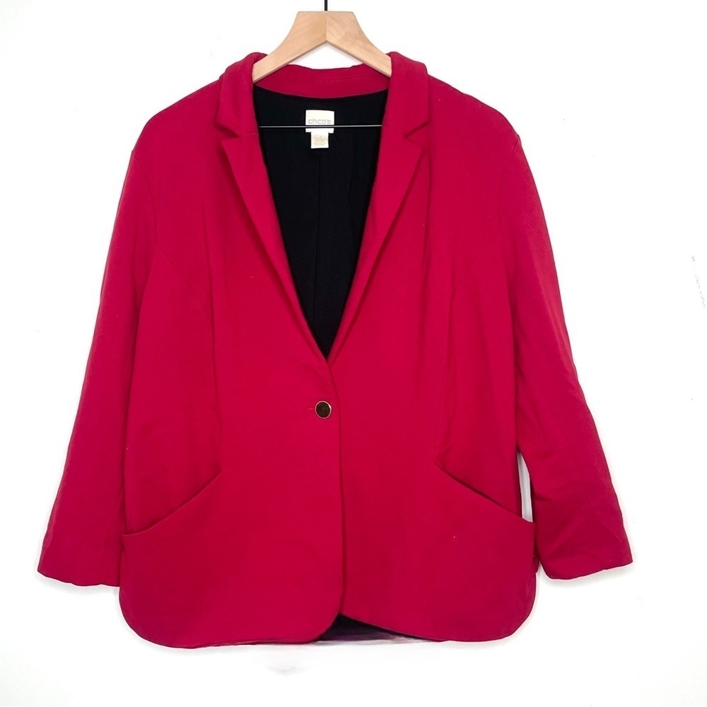 Chico’s Red Boyfriend Blazer with Gold Buttons XL